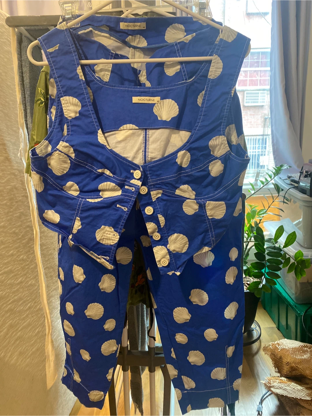 Nocturne Blue Shell Print Vest & Pants Set - photo 3