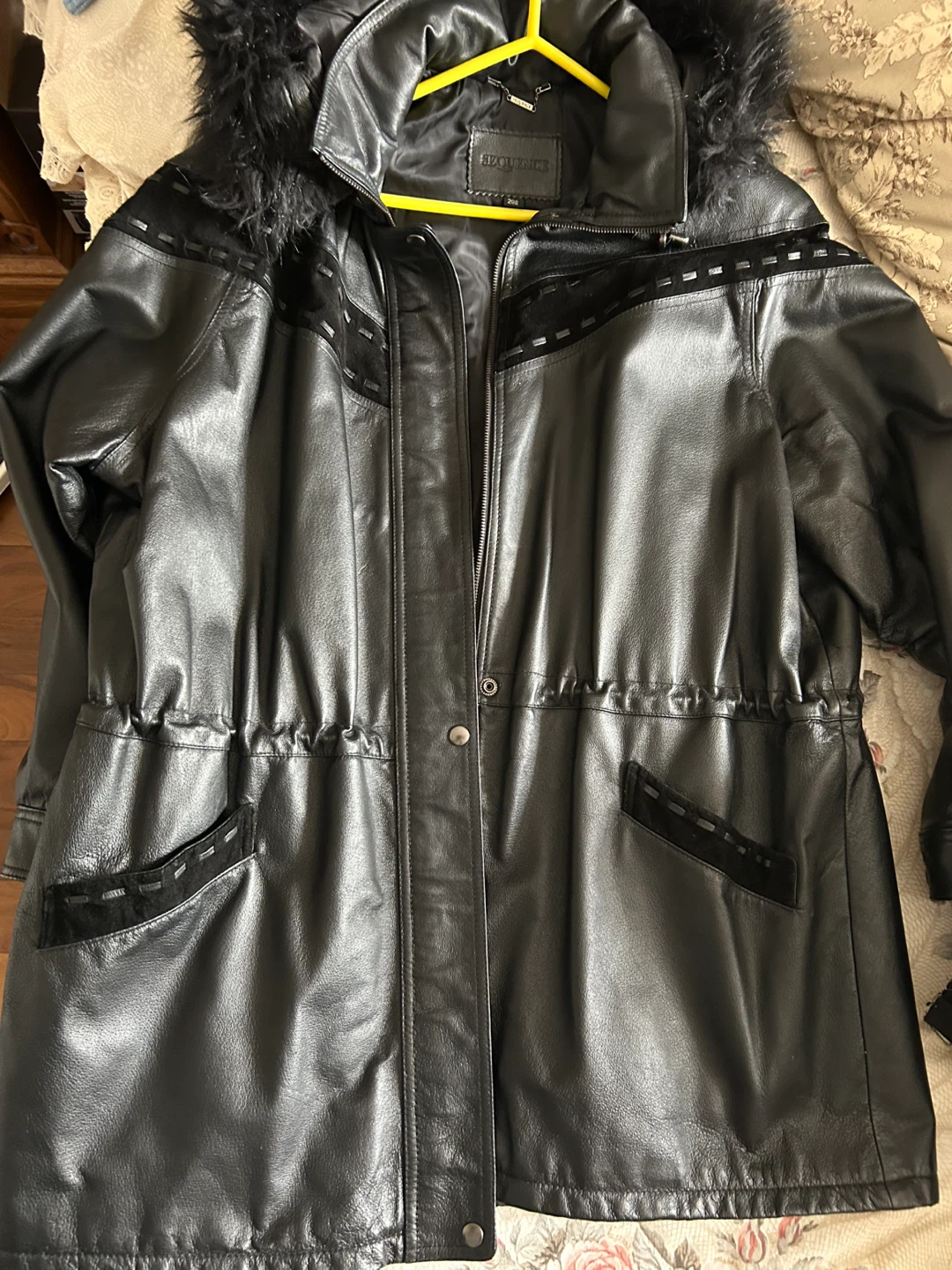 Sequence Black Leather Coat - Size 20W - photo 2