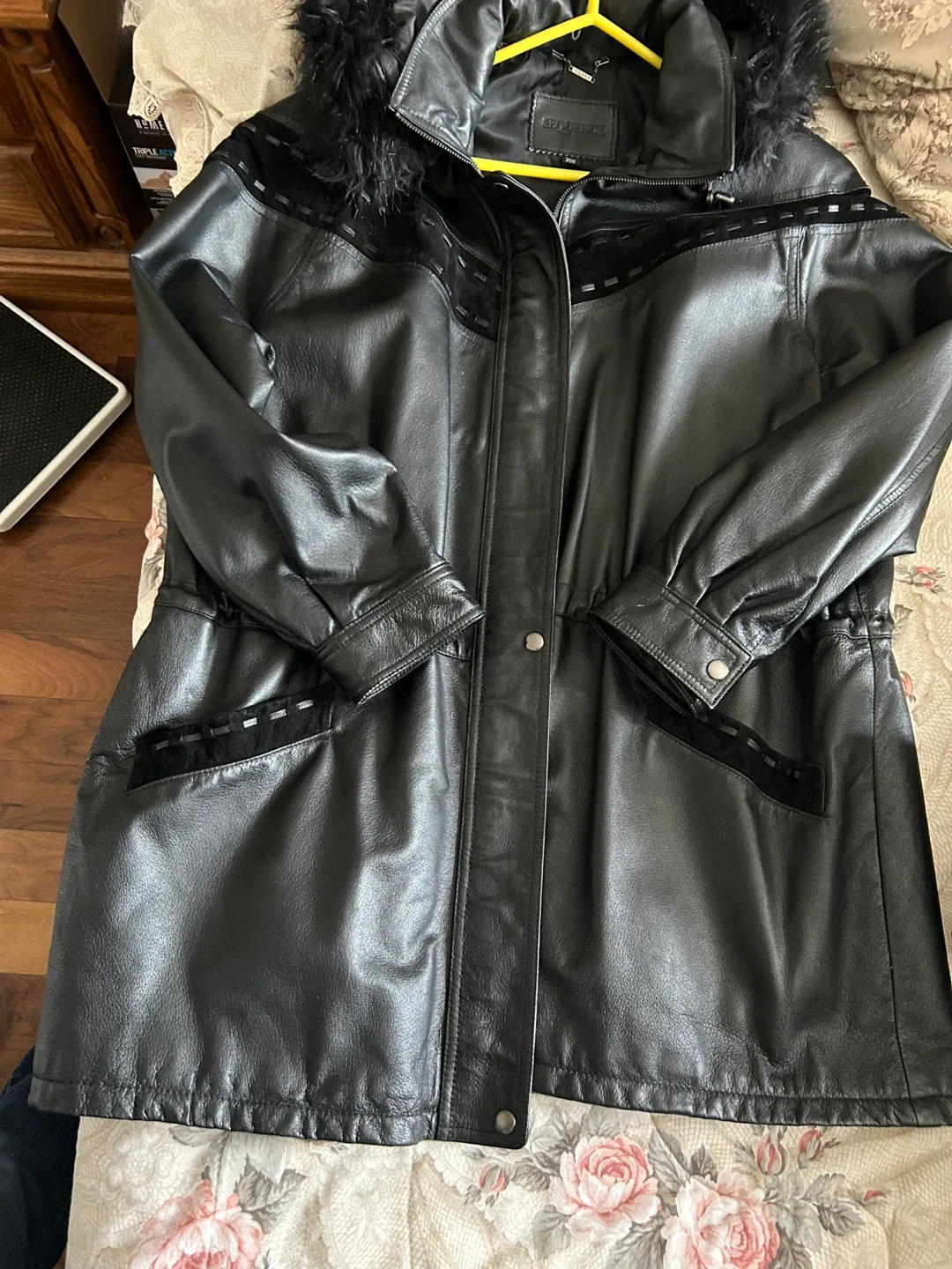 Sequence Black Leather Coat - Size 20W