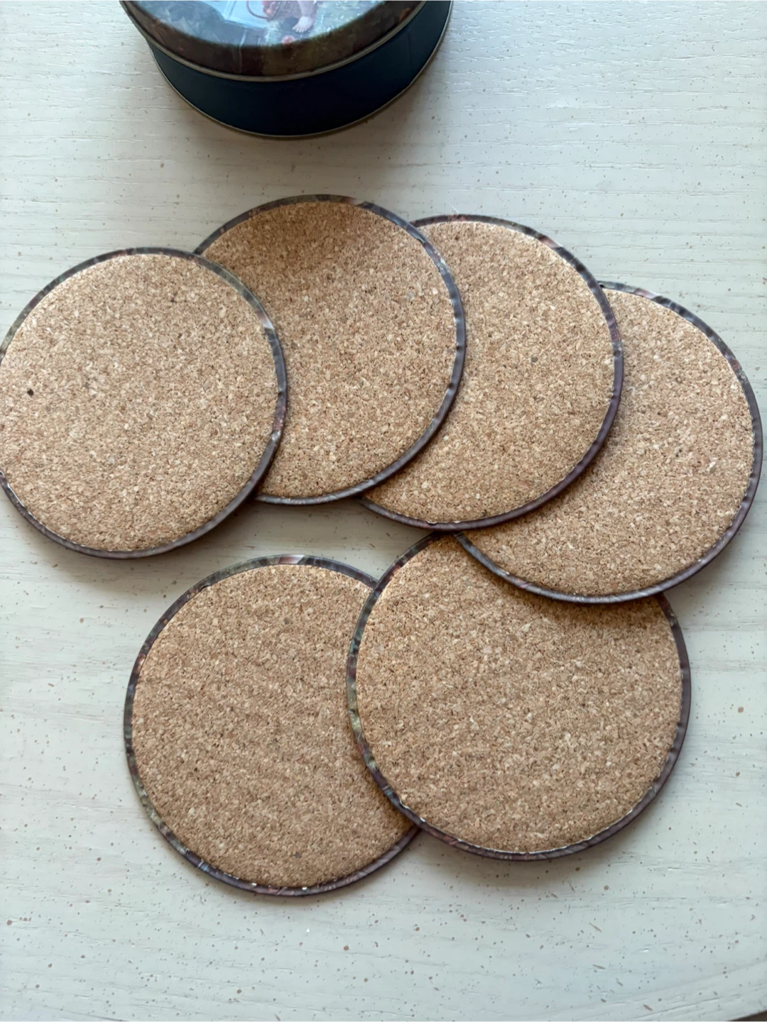 Vintage Cherub Coasters w/ Cork Bottoms & Tin - photo 4