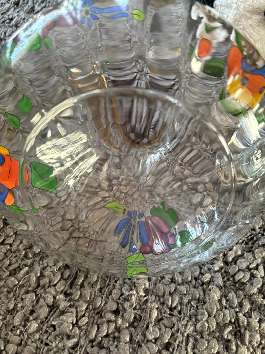 Vintage Hand Painted Glass Pitcher w/Gold Rim - photo 5