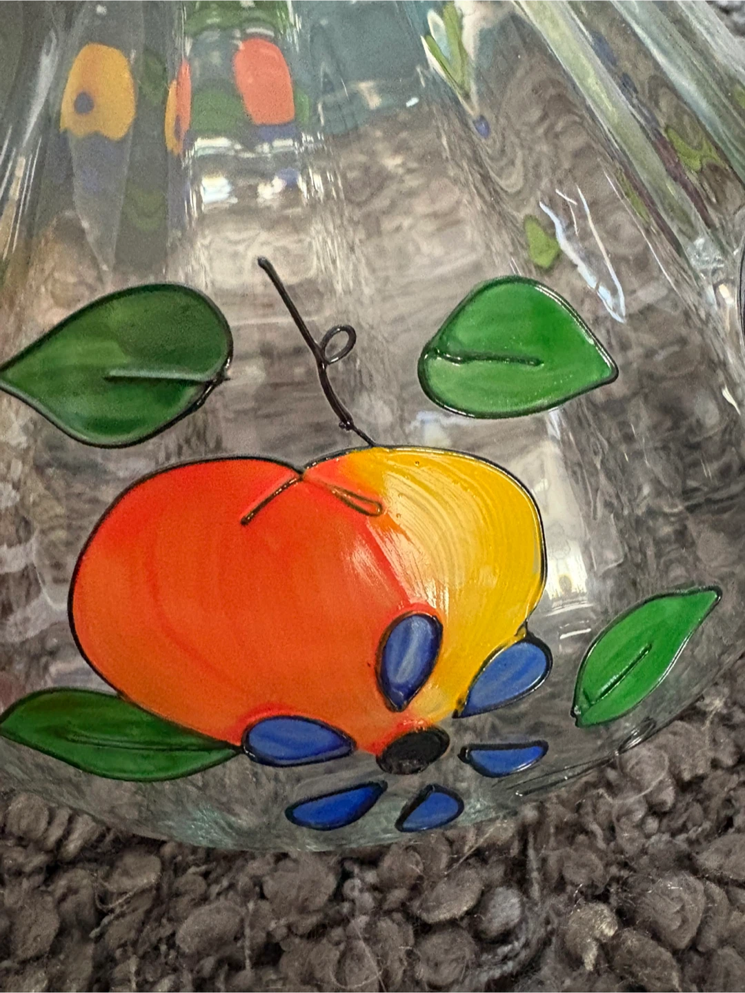 Vintage Hand Painted Glass Pitcher w/Gold Rim - photo 3