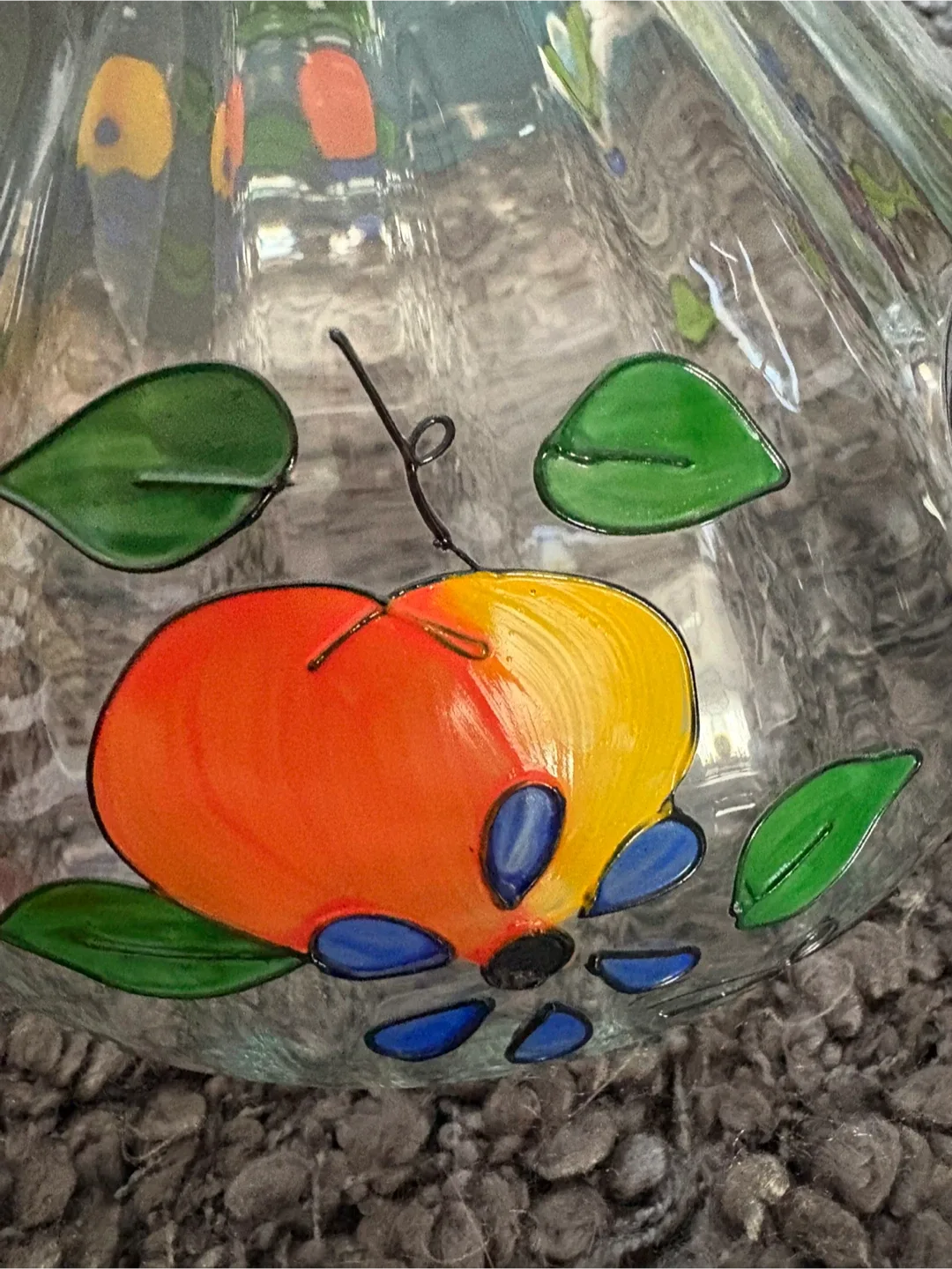 Vintage Hand Painted Glass Pitcher w/Gold Rim image indicator(3)