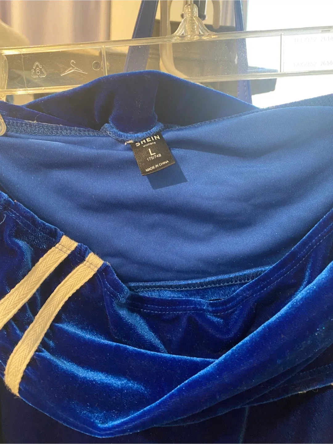 Shein Blue Velvet Pant and Tube Top Set - Size L image indicator(3)