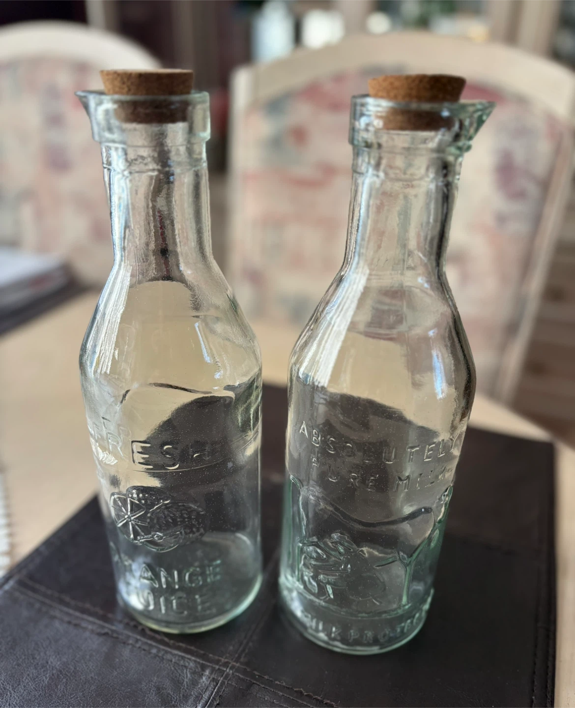 Vintage Glass Bottles - Orange Juice & Milk