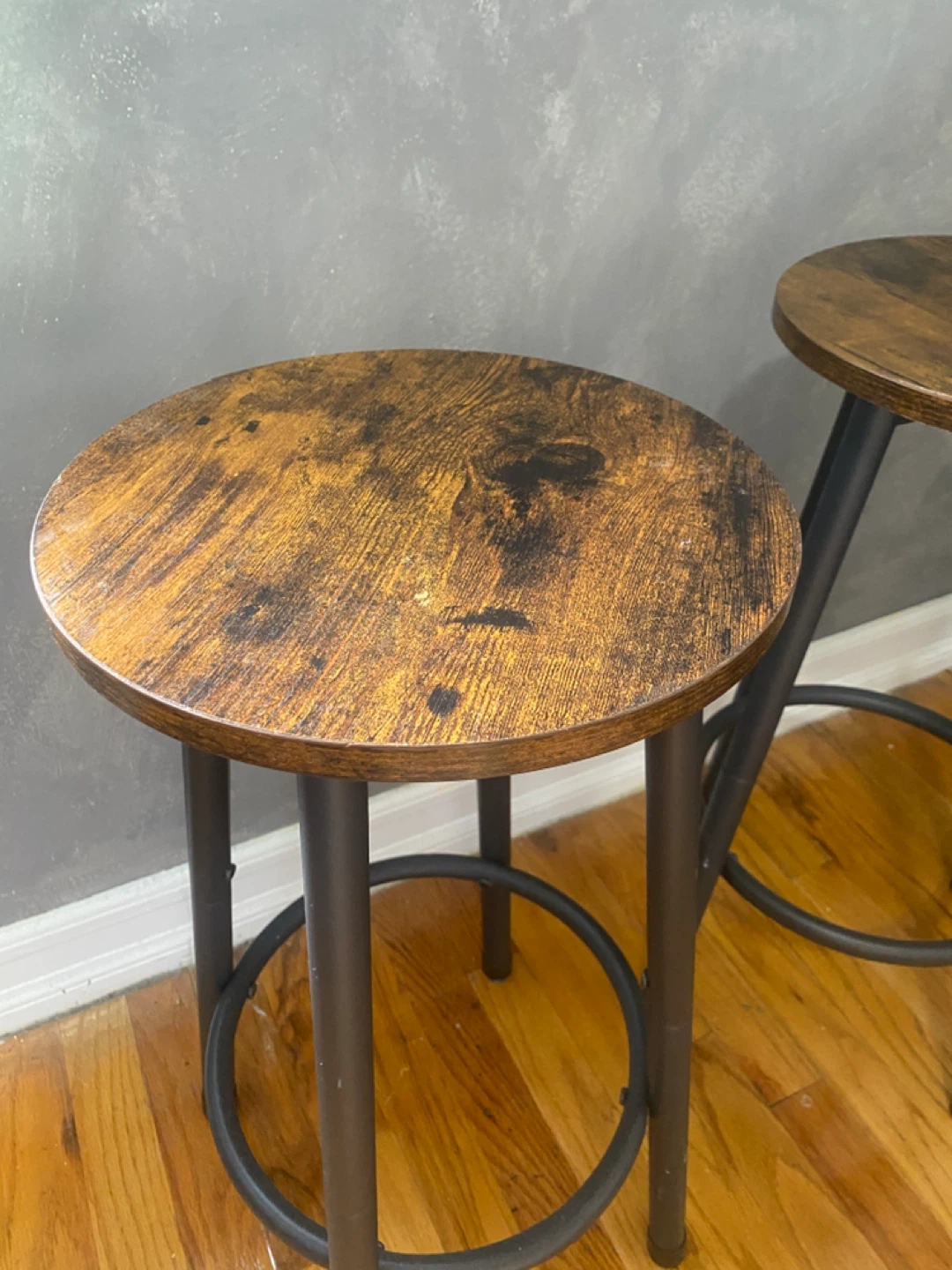 Set of 2 Wood & Metal Stools (Counter Height) - photo 5