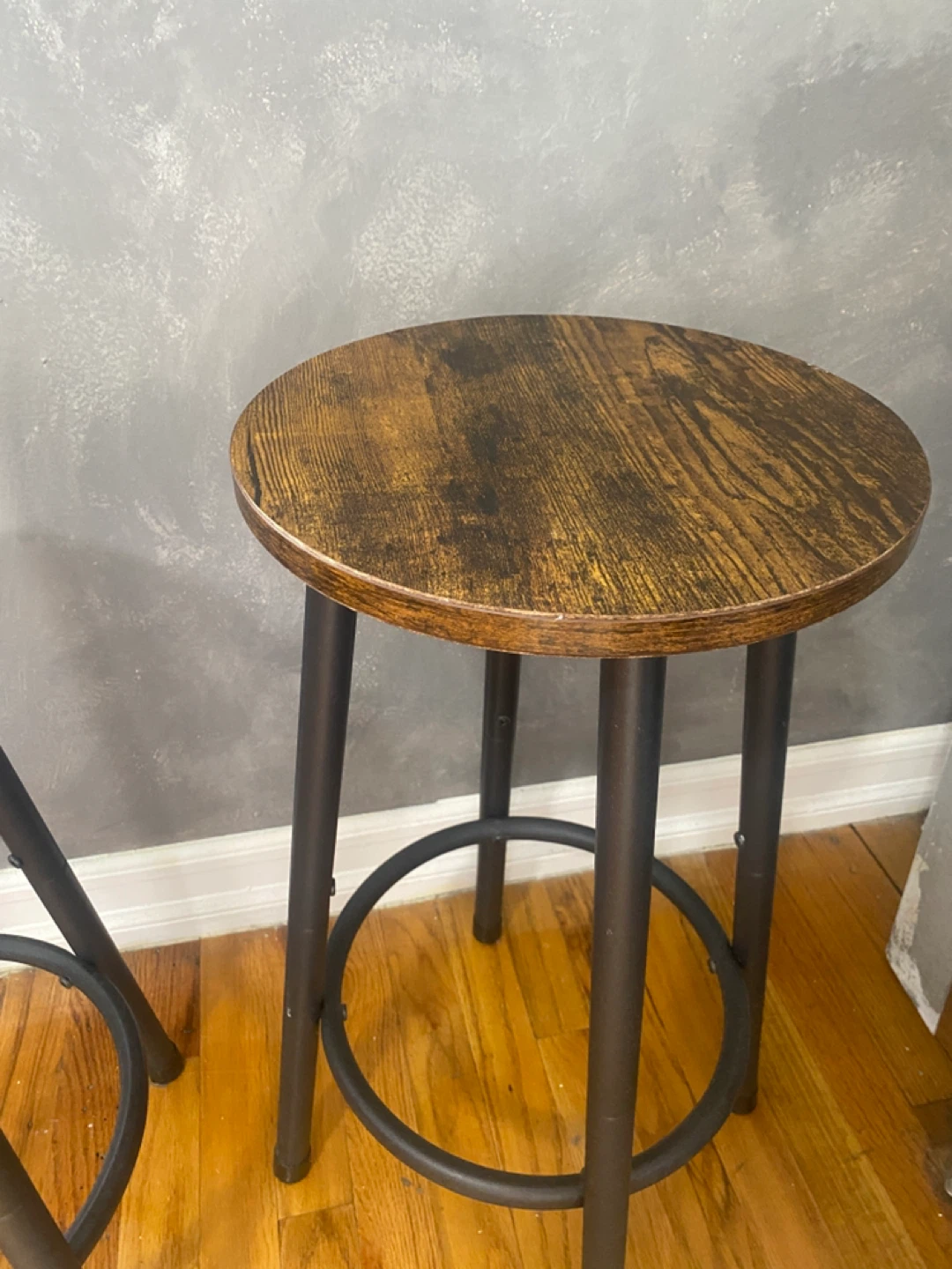 Set of 2 Wood & Metal Stools (Counter Height) - photo 4