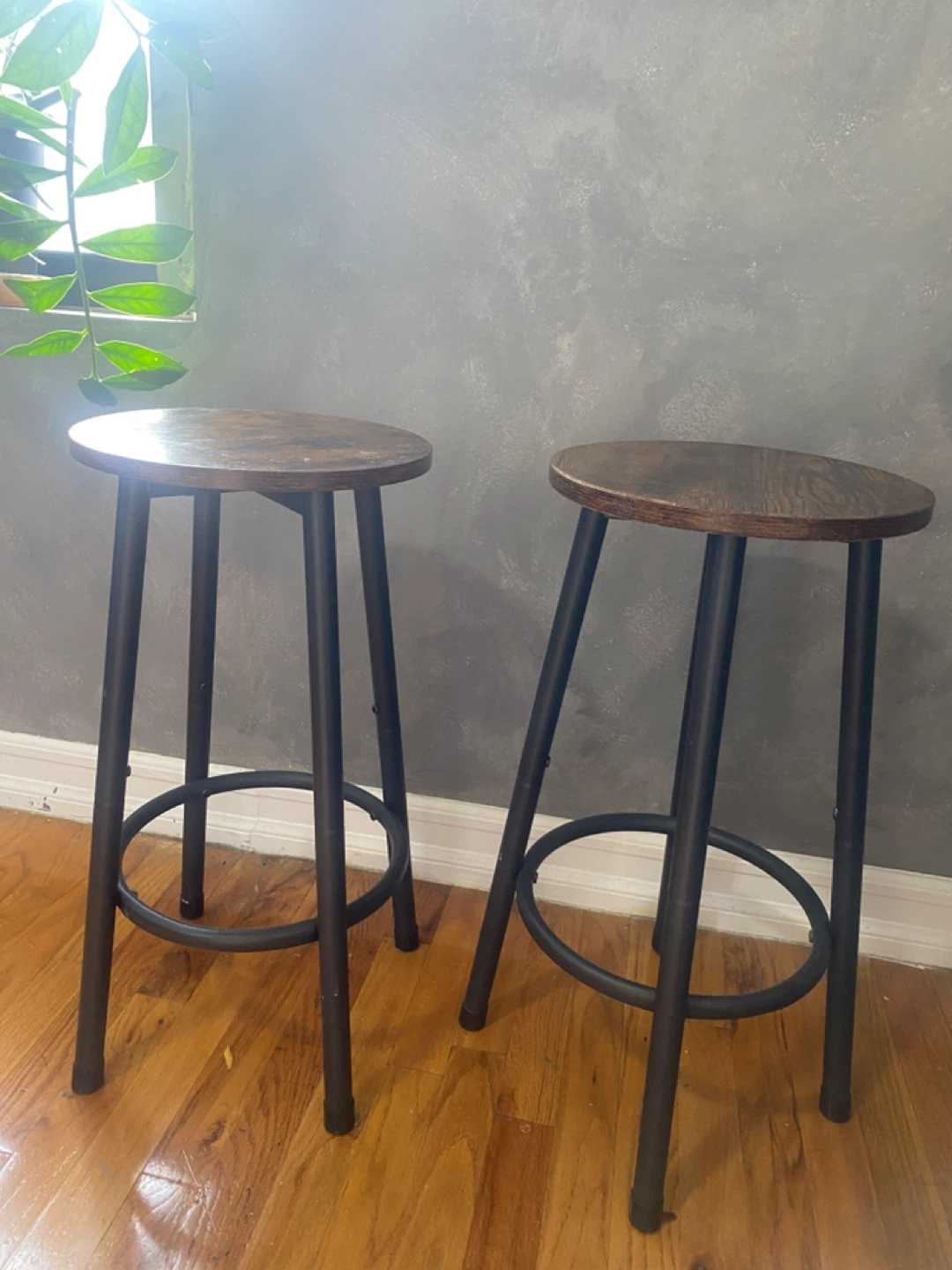 Set of 2 Wood & Metal Stools (Counter Height) - photo 3