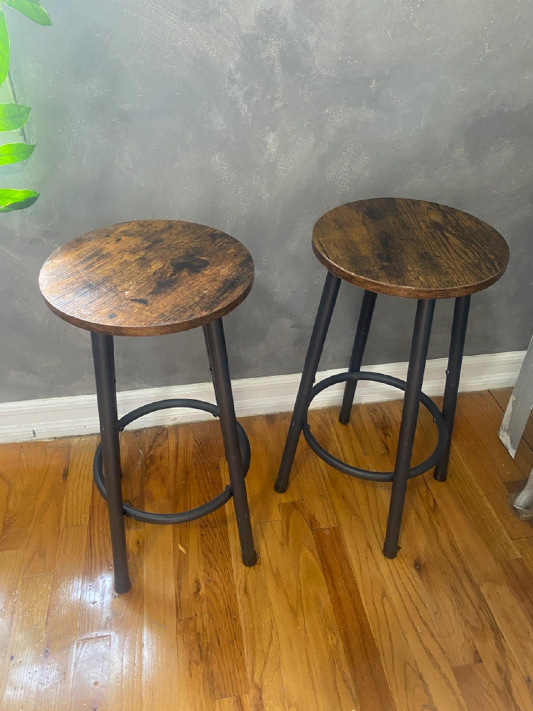 Set of 2 Wood & Metal Stools (Counter Height) - photo 2