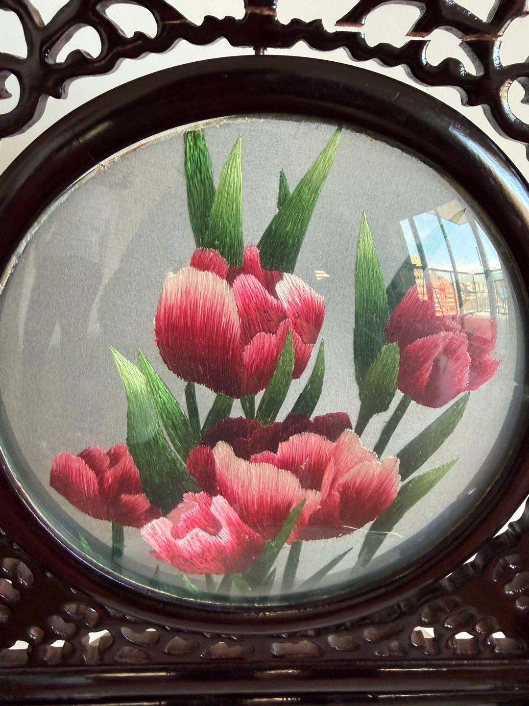 Vintage Chinese Double Sided Embroidery Screen - photo 2