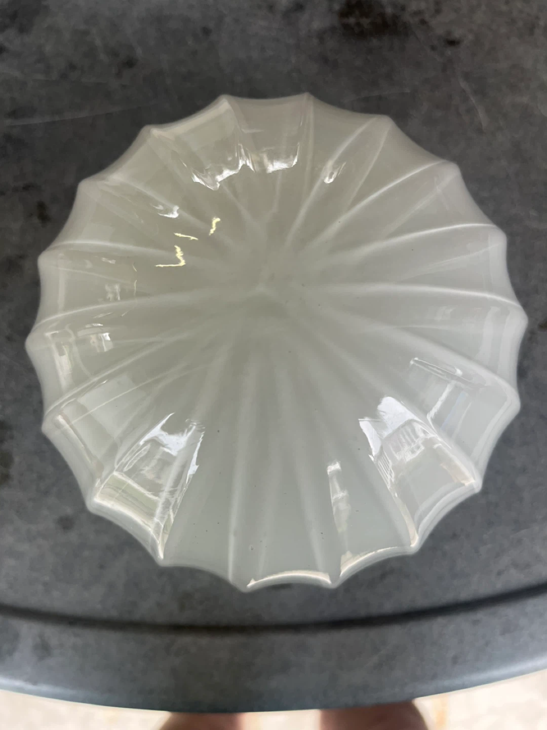 VTG Ribbed White Glass Globe Shade Fixture-3.25” Fitter - photo 3