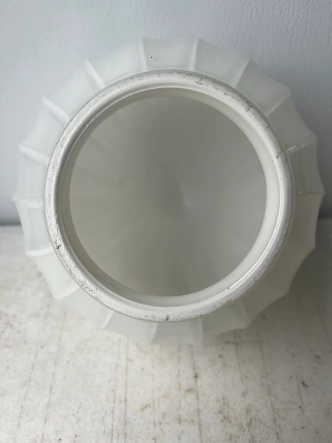 VTG Ribbed White Glass Globe Shade Fixture-3.25” Fitter - photo 2