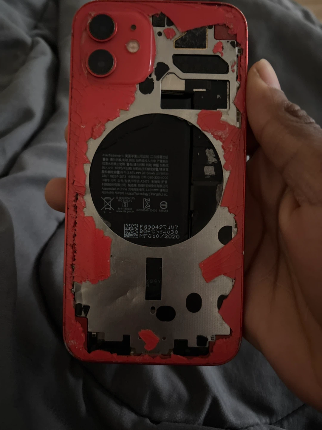 Red iPhone 12 - Damaged For Parts - photo 2