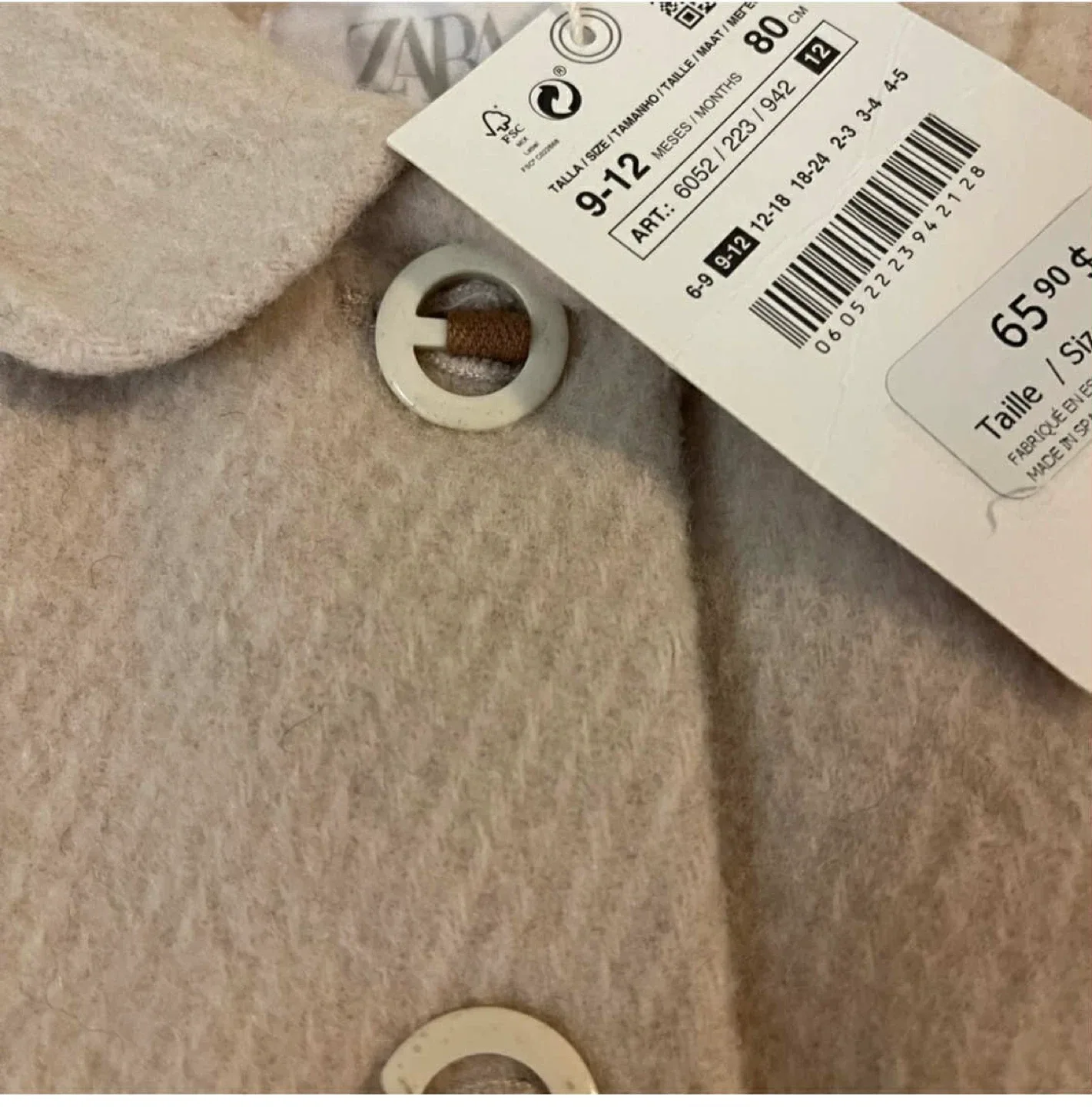 NWT- Zara Baby Girl Coat, 9-12 Months image indicator(4)