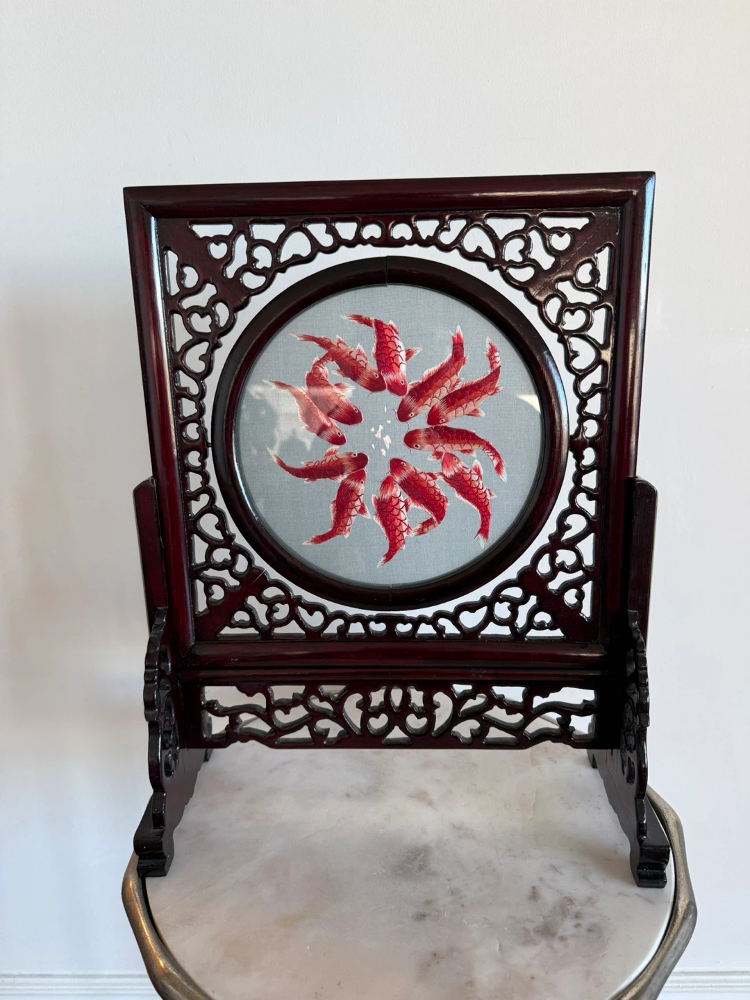Asian Inspired Fish Embroidery Tabletop Decor