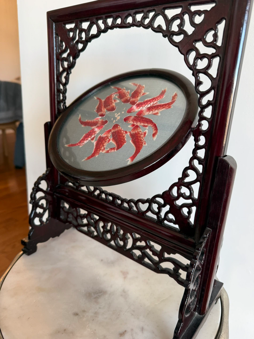Asian Inspired Fish Embroidery Tabletop Decor - photo 3