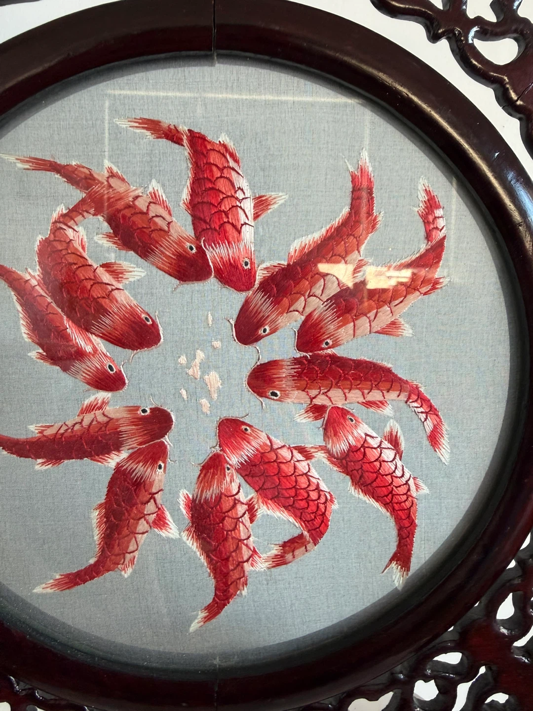 Asian Inspired Fish Embroidery Tabletop Decor - photo 2