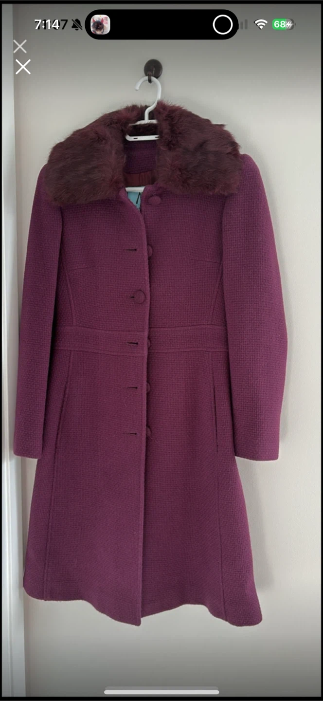 Purple Coat with Fur Collar size xsmall