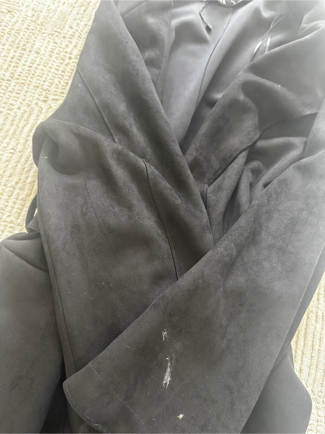 Zara Black Suede-like Trench Coat $5 FIRM - photo 3