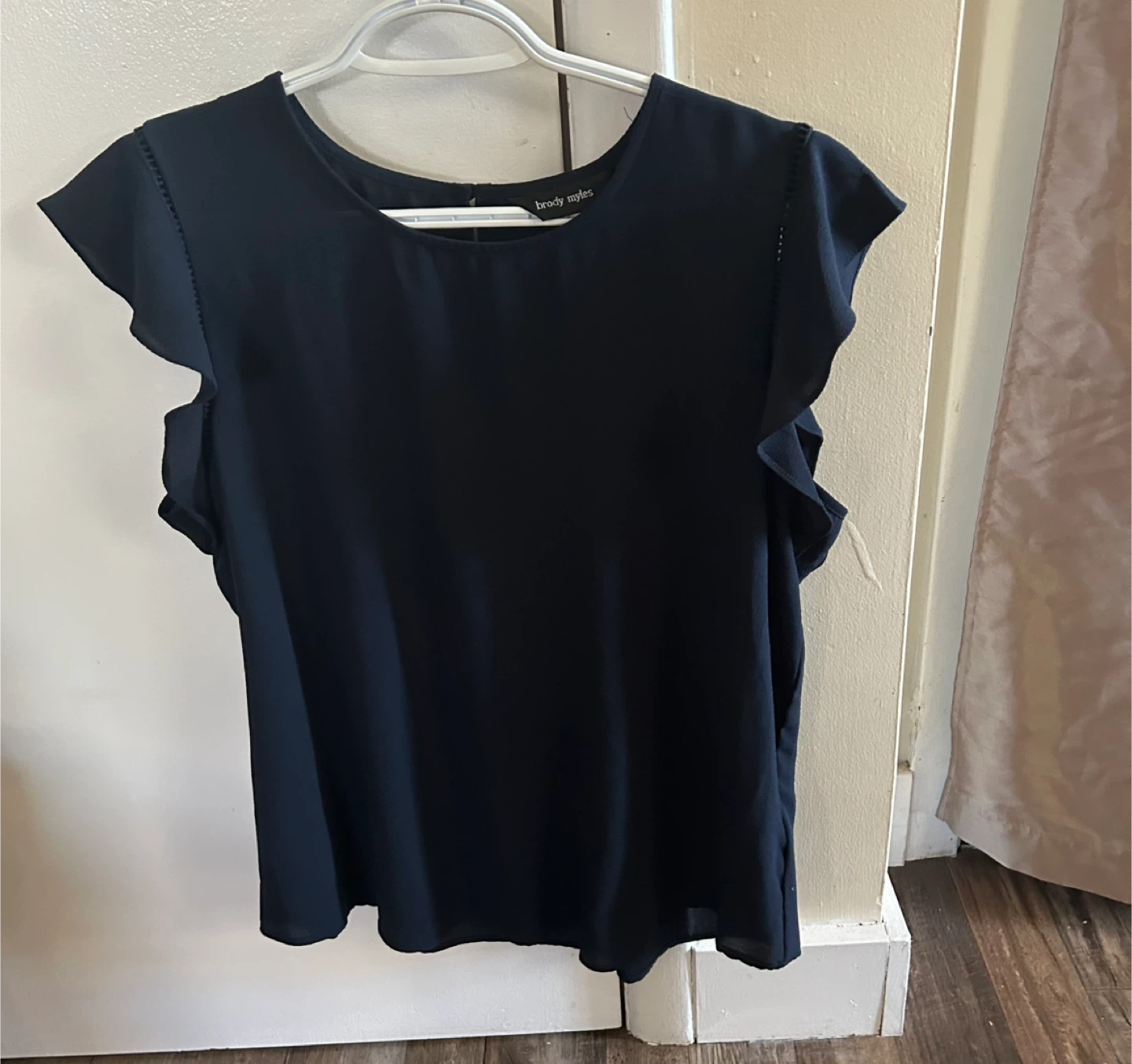Brody Myles Navy Blue Ruffle Sleeve Top