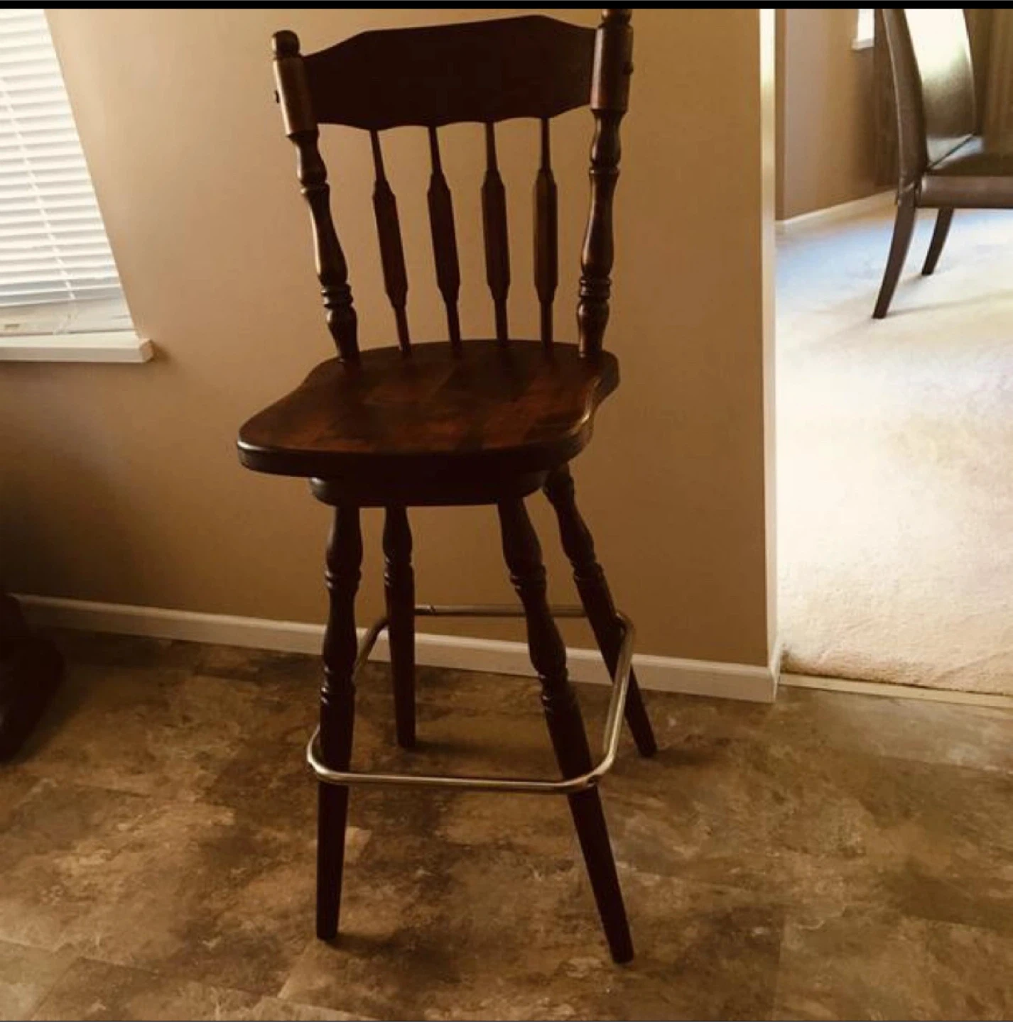 Solid heavy Wood Swivel Bar Stool