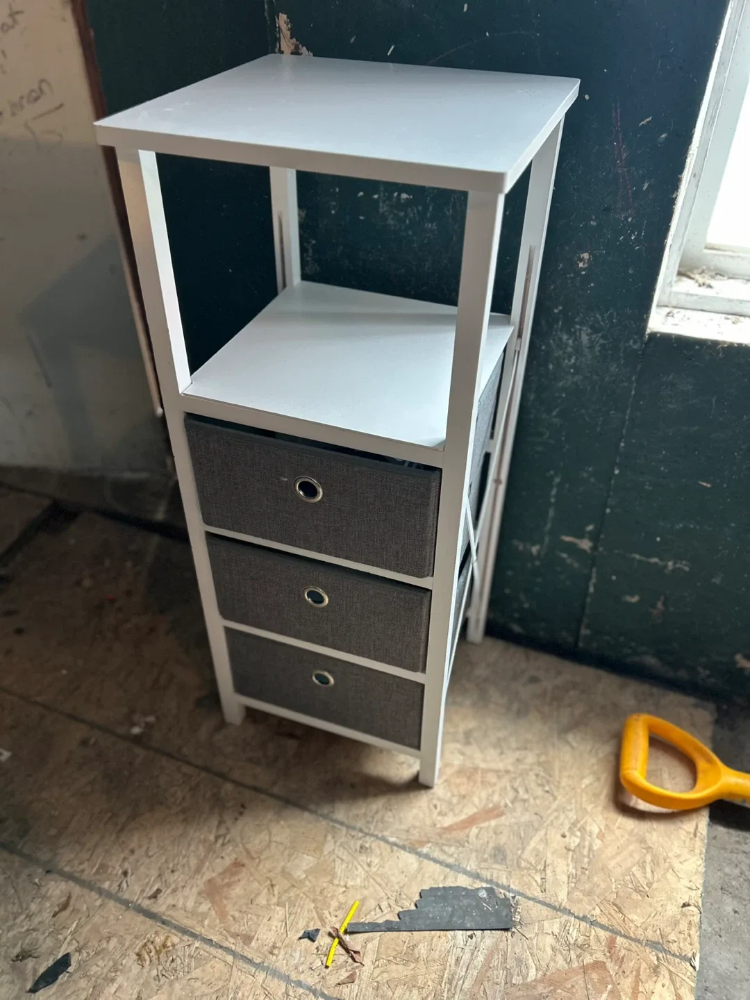 White Shelf with Fabric Drawers