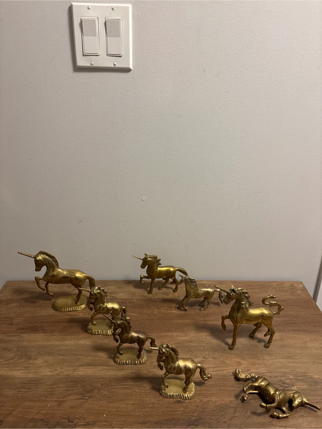 Vintage brass Unicorn Figurines (Set of 7)