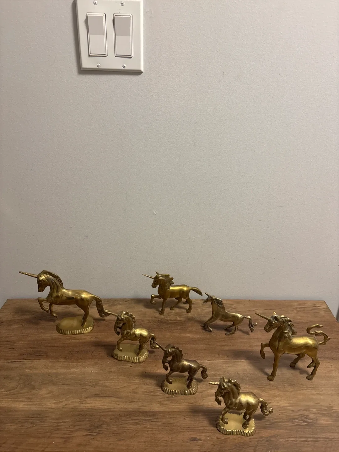 Vintage brass Unicorn Figurines (Set of 7) image indicator(10)