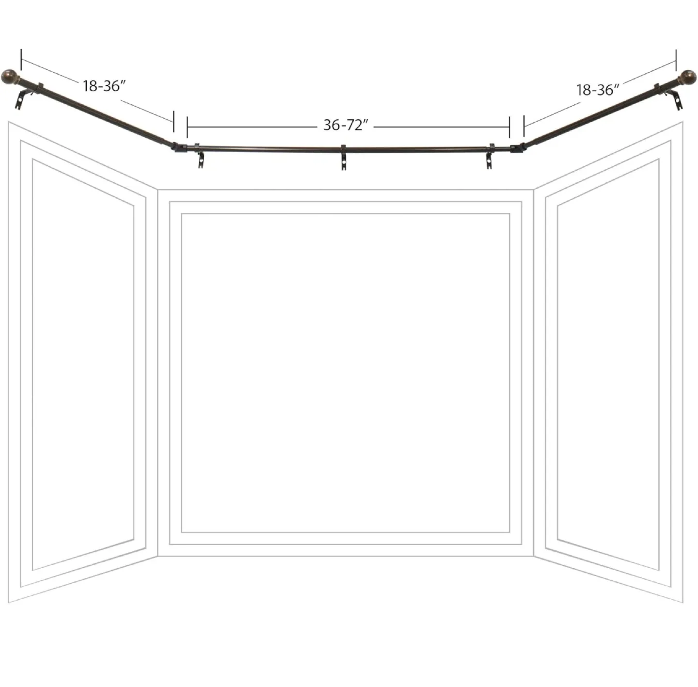 Corner Curtain Rod for L-Shaped or Bay Windows – Bronze image indicator(3)