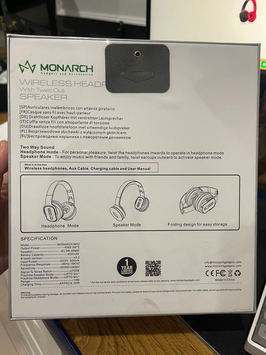 Monarch MH2 Wireless Headphones with Twist Out Speaker image indicator(4)
