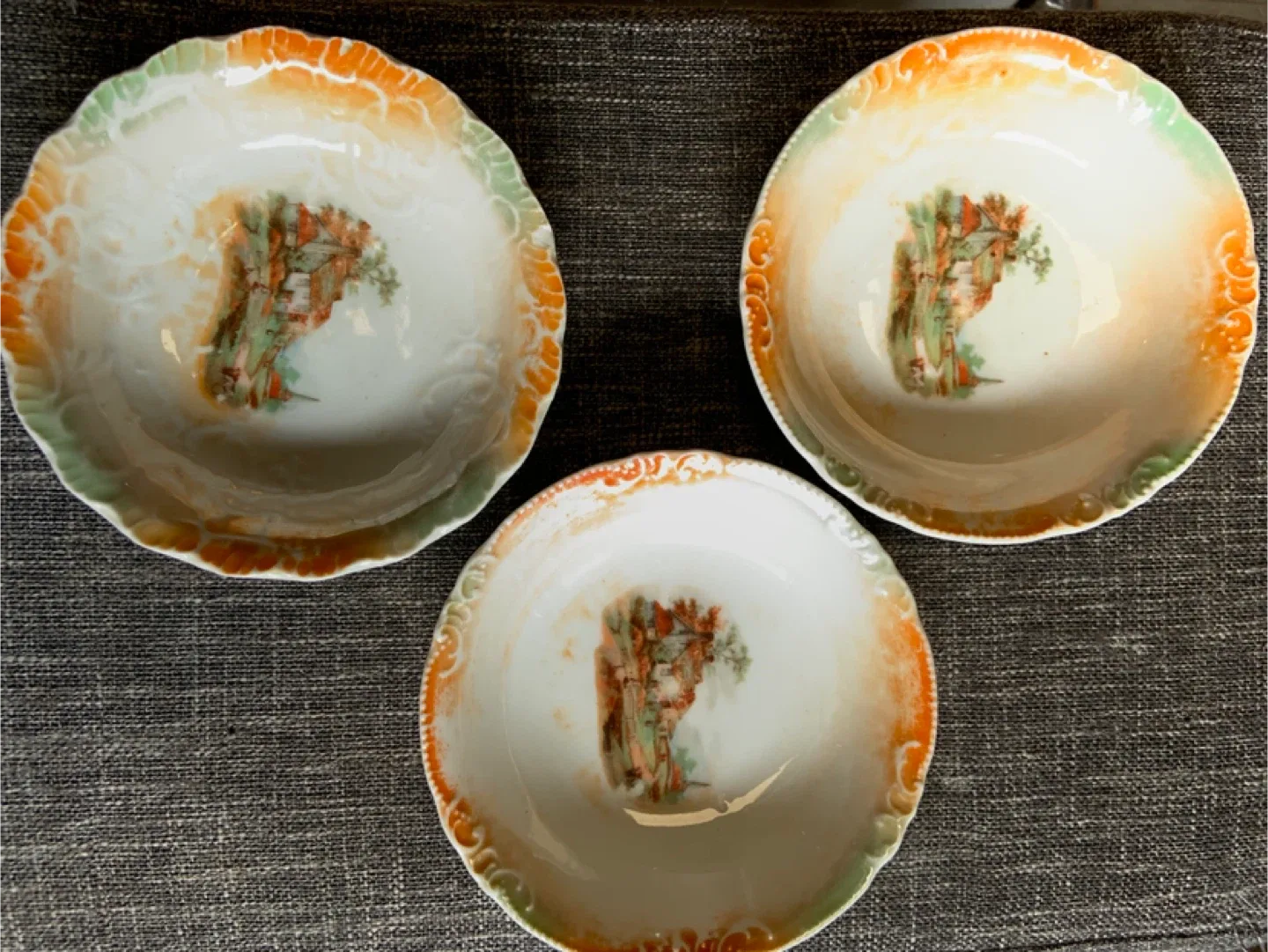 Antique German Porcelain Bowls - Set of 3