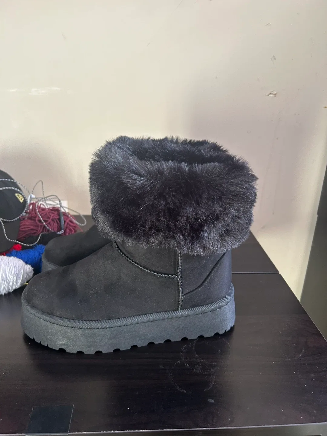 UGG Black Faux Fur Boots image indicator(4)