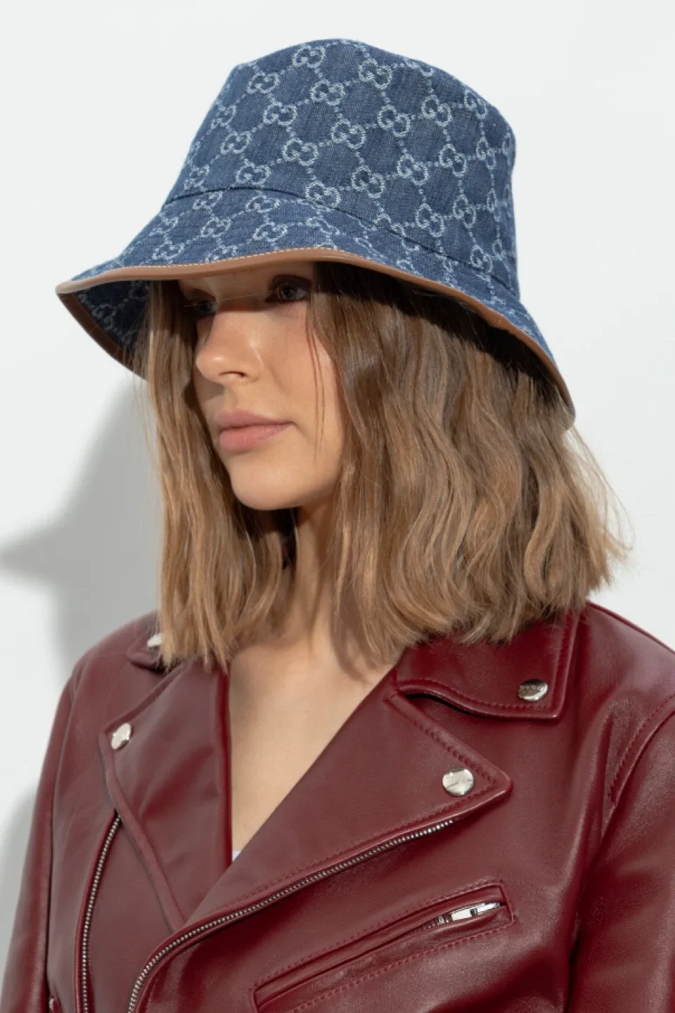 Gucci Denim Hat with GG Pattern, Size L Unisex