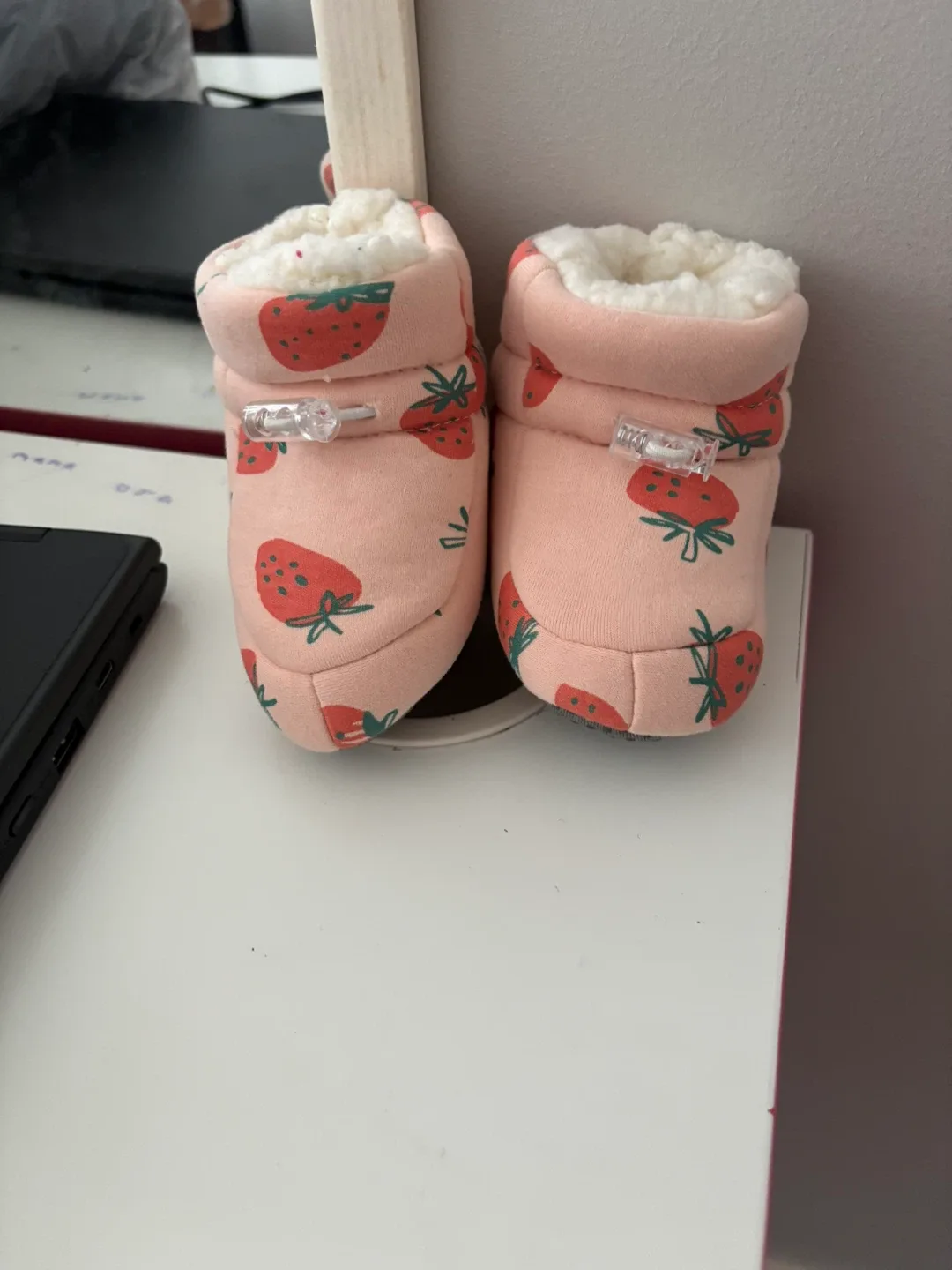 Strawberry Print Baby Booties