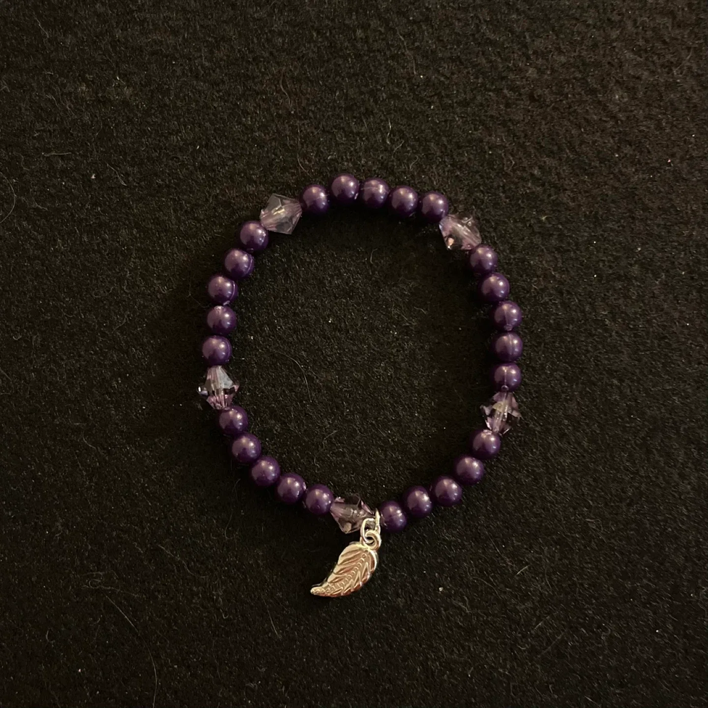 Purple Beaded Bracelet & Charm thumbnail