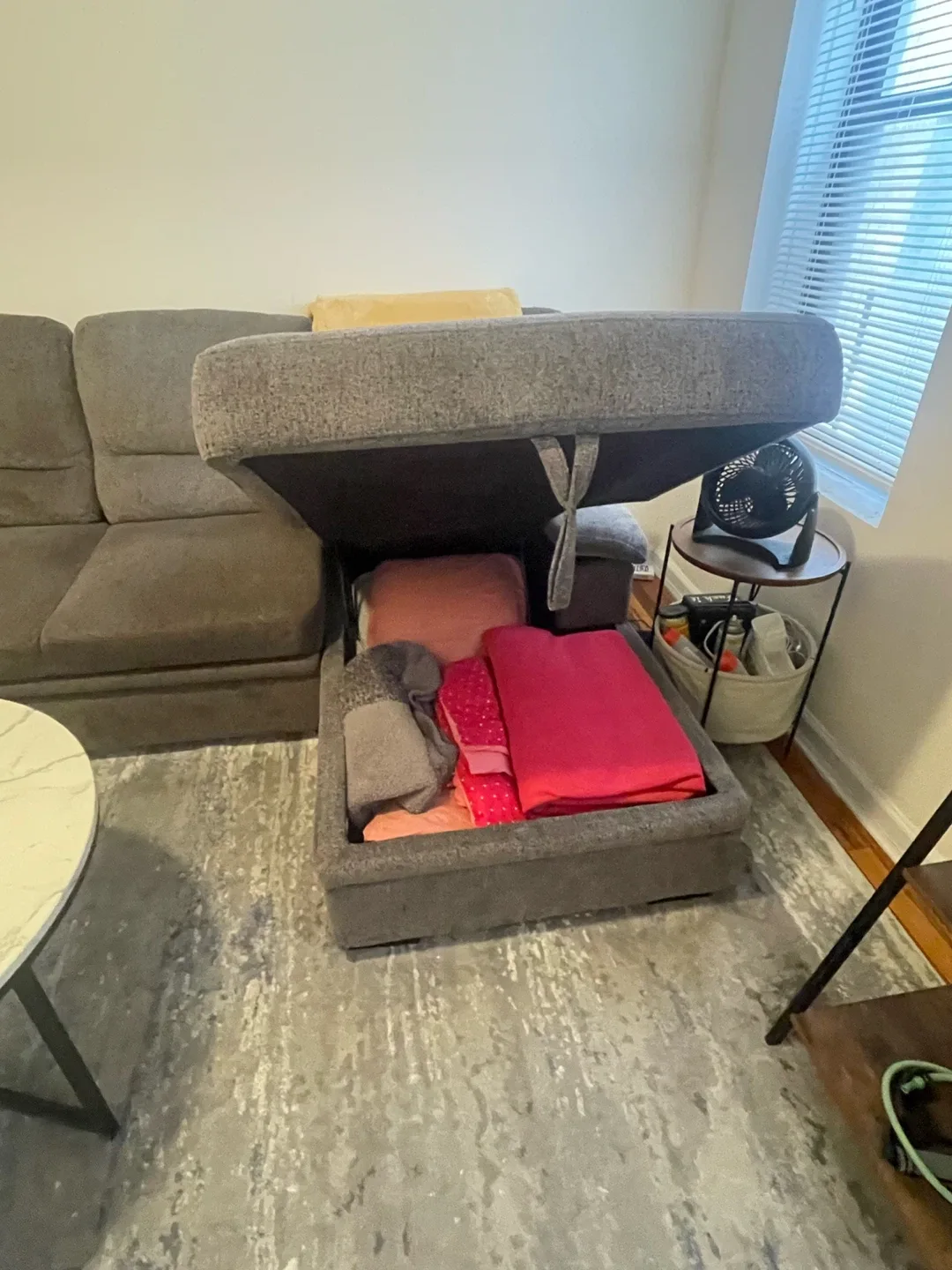 Gray Sectional Sofa with Built in Storage image indicator(4)