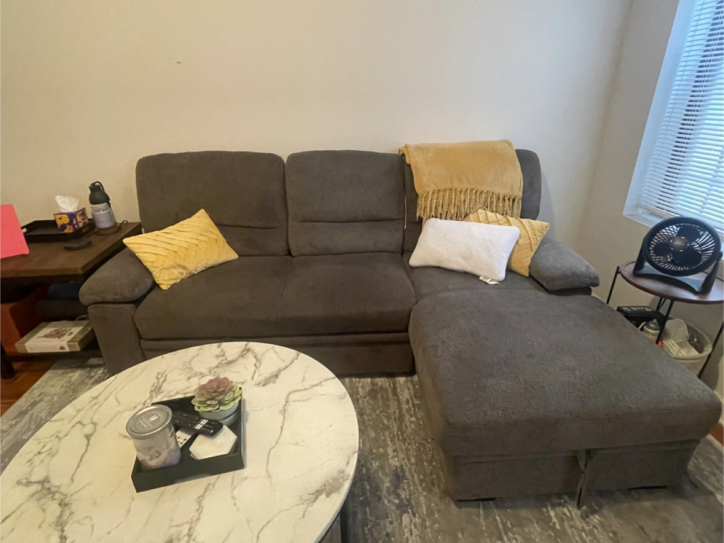 Gray Sectional Sofa with Built in Storage