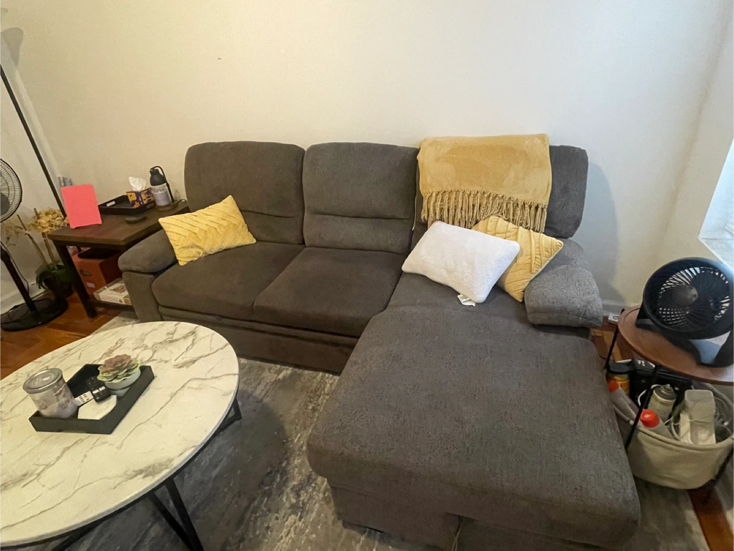 Gray Sectional Sofa with Built in Storage - photo 2