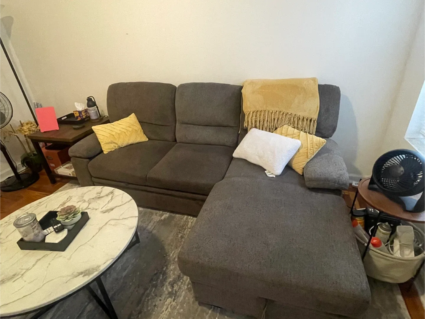 Gray Sectional Sofa with Built in Storage image indicator(2)