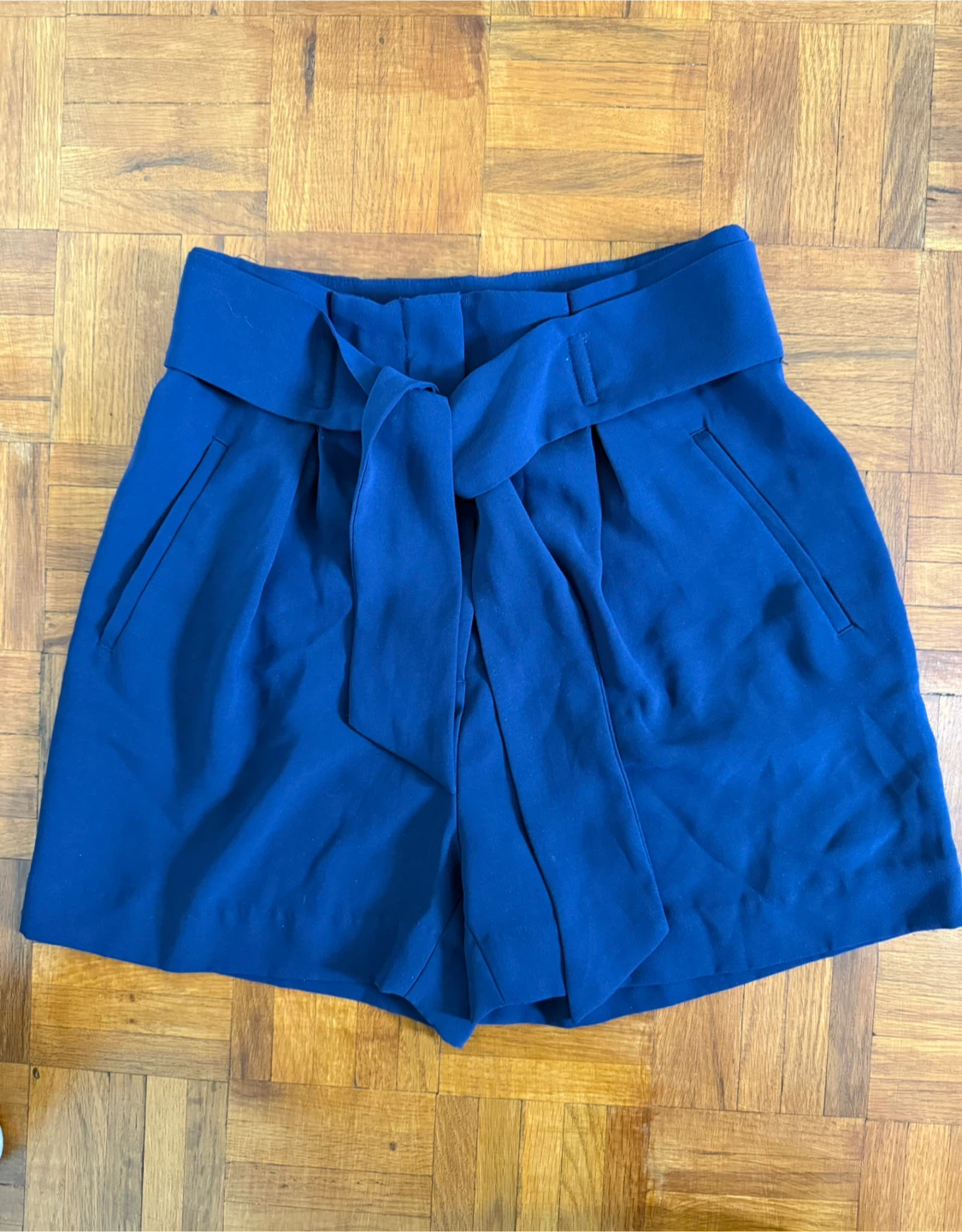 High Waisted Tie Shorts - Blue