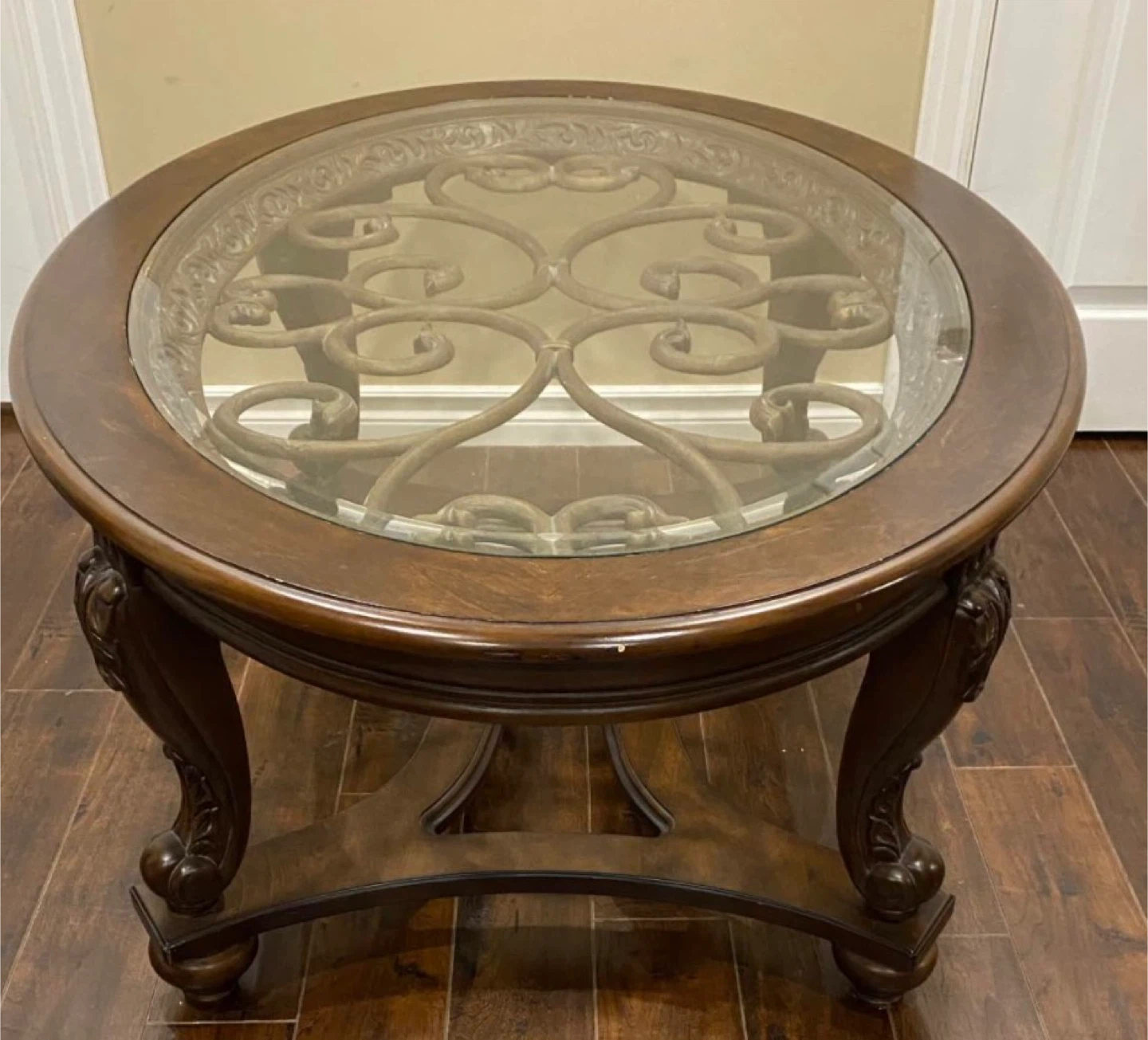 Round Glass Top Coffee Table and 2 sides