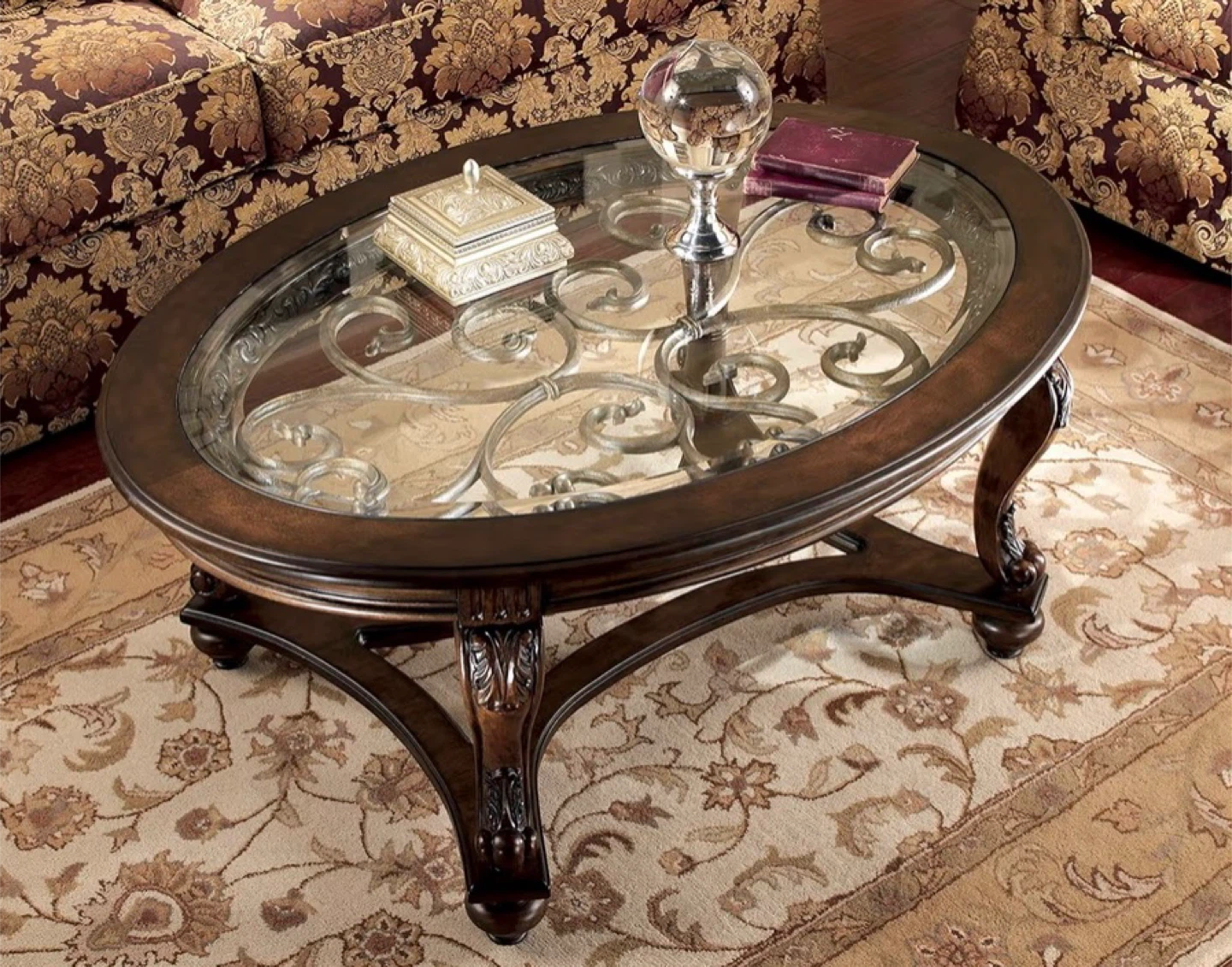 Round Glass Top Coffee Table and 2 sides - photo 2