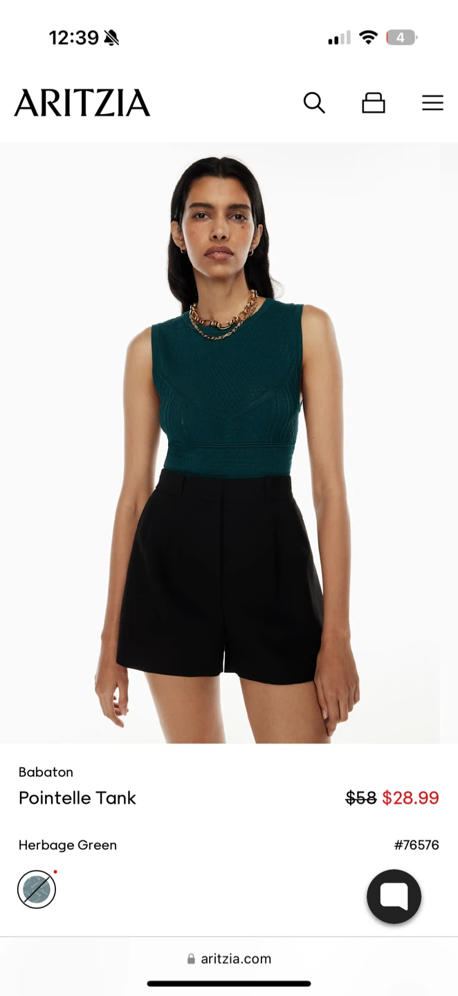 Babaton Pointelle Tank - Herbarge Green - photo 2