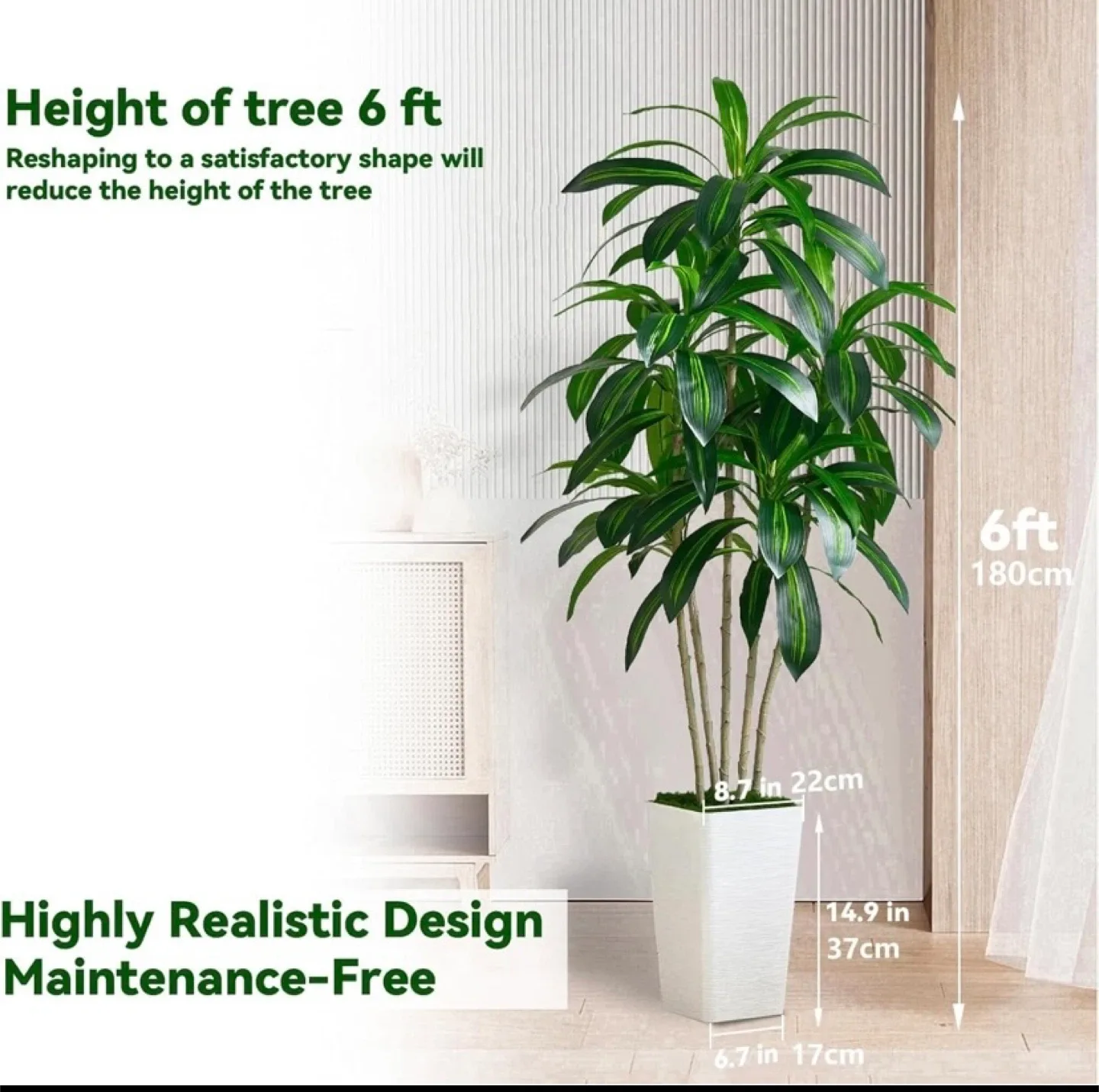 New Artificial Dracaena Tree 6FT image indicator(4)