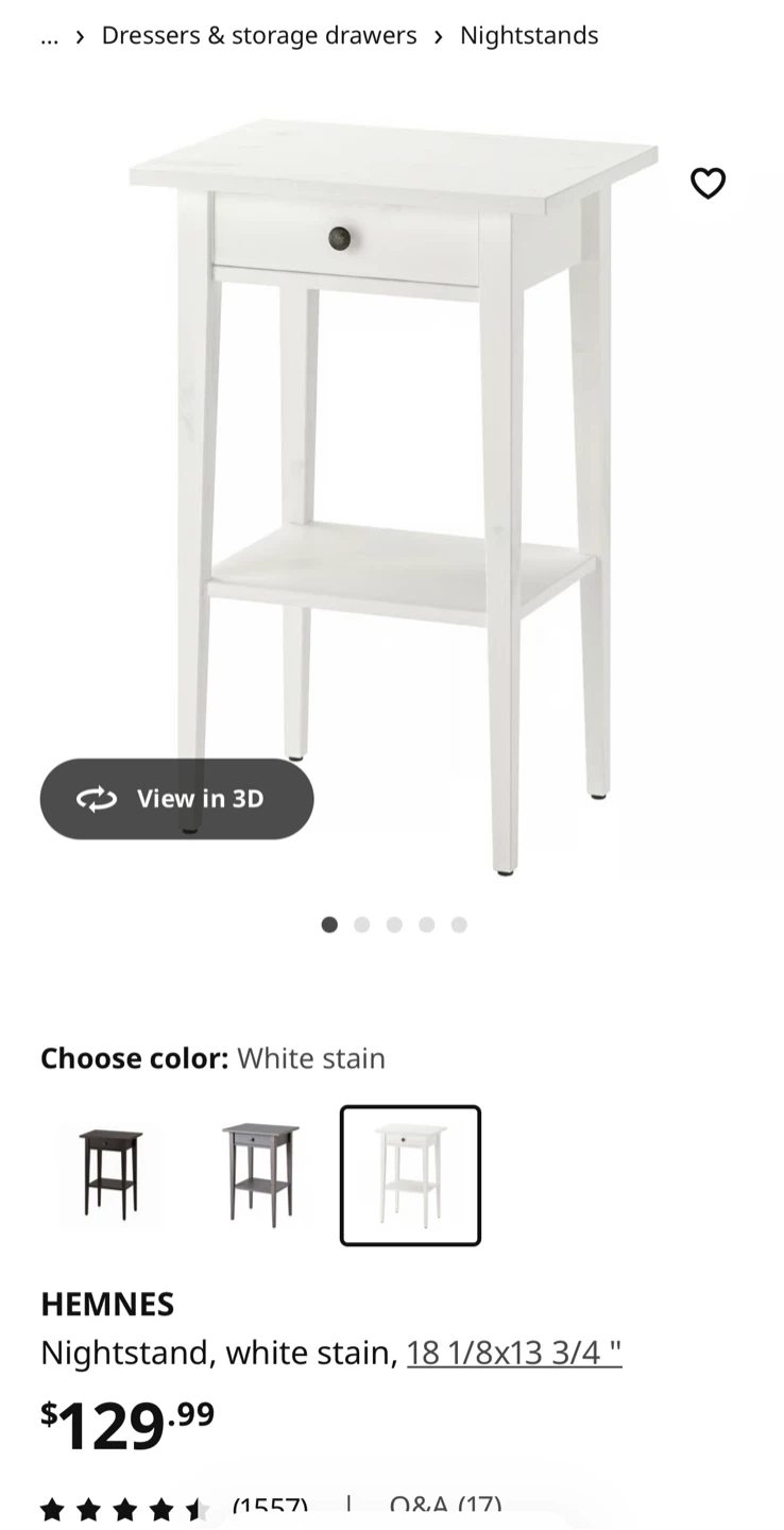 2x IKEA Hemnes White Stain Nightstand - photo 3