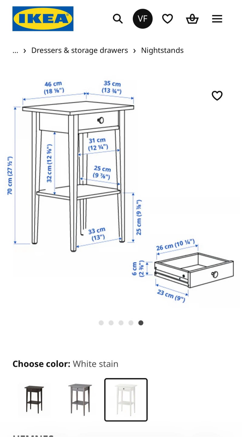 2x IKEA Hemnes White Stain Nightstand - photo 2