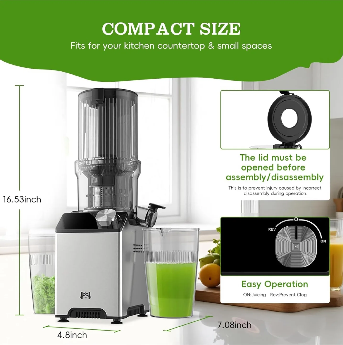 Brand New Cold Press Juicer-Stainless Steel, Wide Chute image indicator(8)