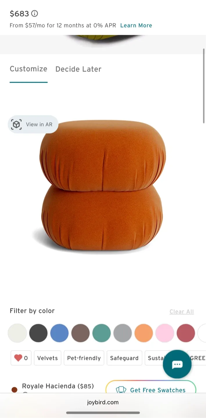 Joybird Azura Ottoman in Royale Hacienda image indicator(3)