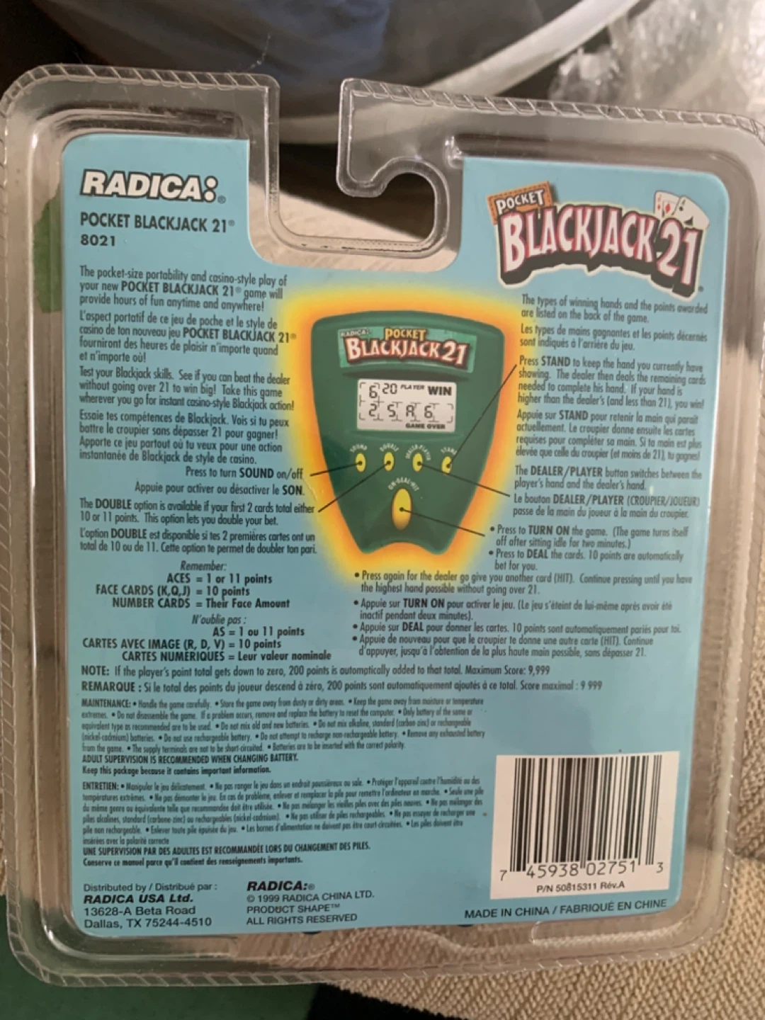 Radica Pocket Blackjack 21 Handheld Game - New in Package! - photo 2