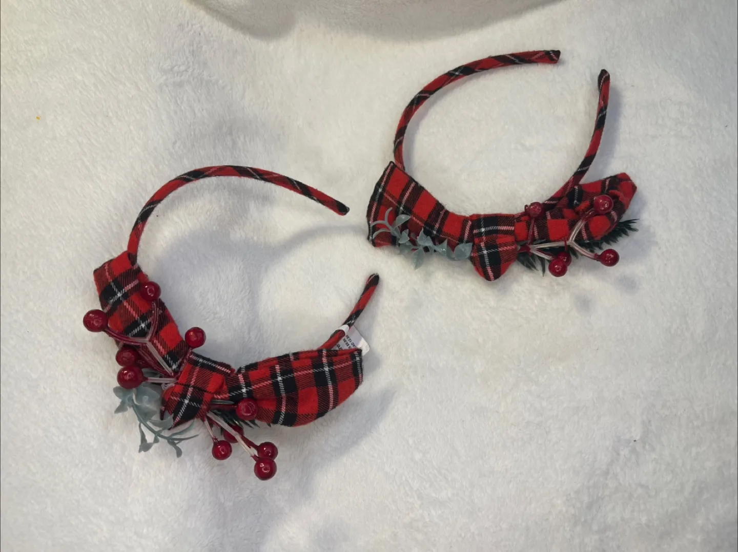 Red Plaid Holiday Headbands -